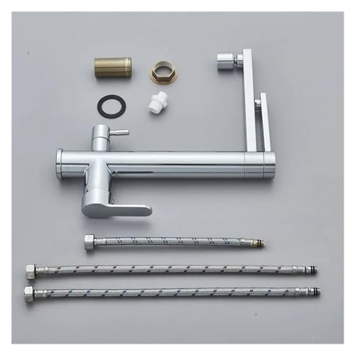 Chrome Kitchen Faucet Dual Handles Cold Hot Water Mixer Tap with Filter O956235