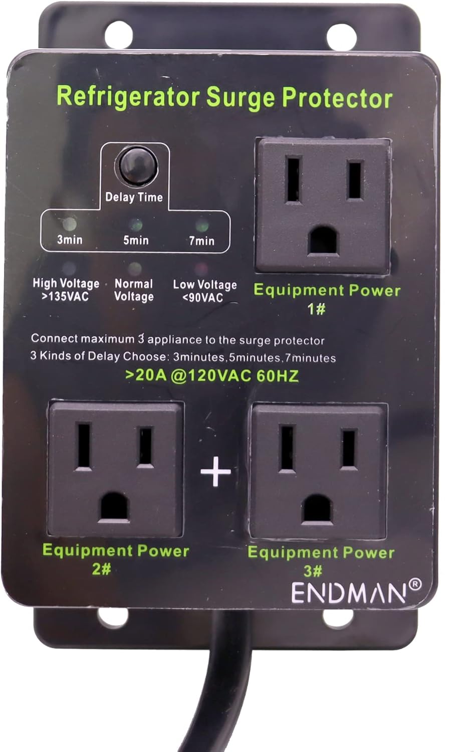 Refrigerator Surge Protector with Time Delay for Home Appliances J4545