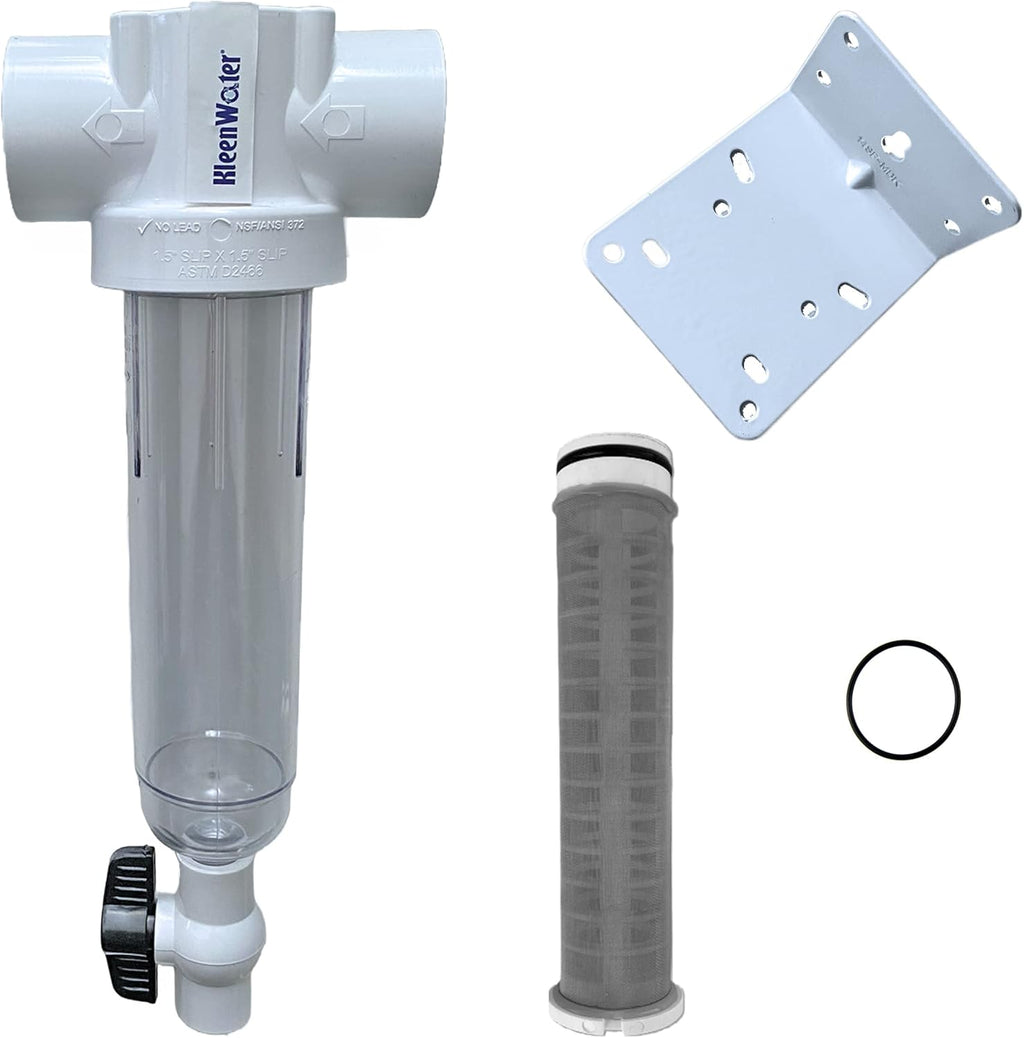 Kleenwater 1.5 Inch PVC Slip Fit Connection, 50 GPM, 100 Mesh Stainless Screen, Whole House Spin Down Sand and Sediment Filter Compatible with Rusco, Vu-Flow, WaterSource, Boshart and Campbell