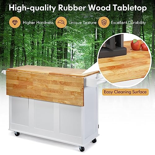 SILKYDRY Kitchen Island with Stainless Steel Top and Storage Cabinet H59405