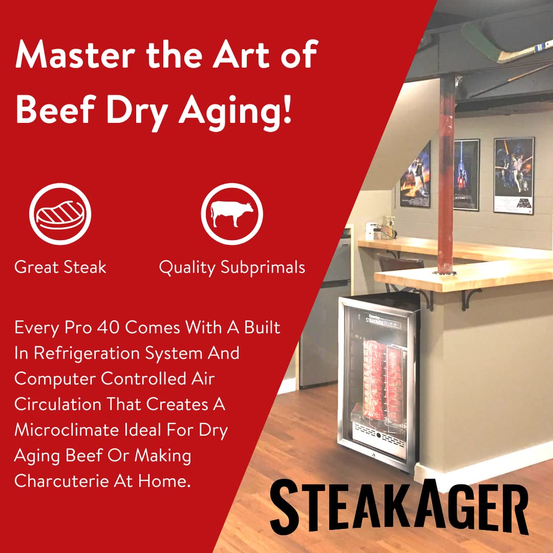 SteakAger PRO 40 Home Beef Dry Aging Refrigerator, Black Stainless Steel, 40Lbs Capacity A917