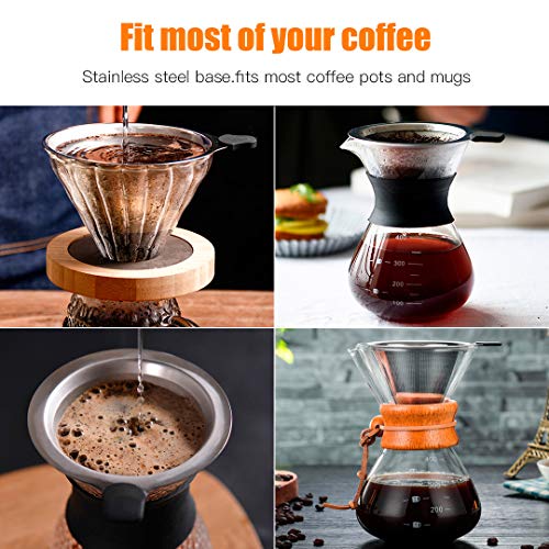 Stainless Steel Pour Over Coffee Filter Reusable Cone Dripper D657