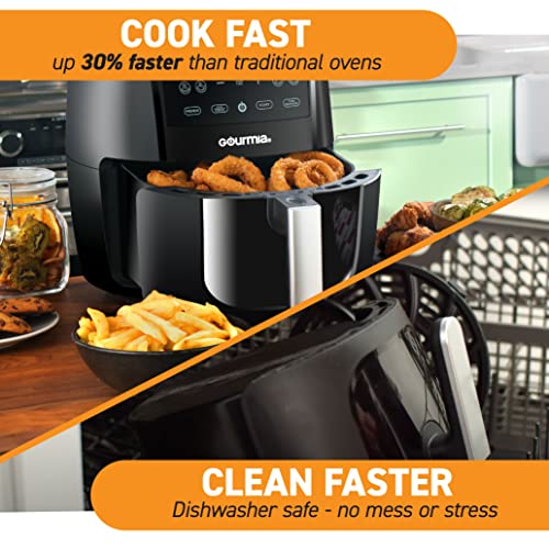 Gourmia FRY FORCE 360 Air Fryer Oven, 12 Presets, XL Basket, 1500W, Black Stainless Steel J899