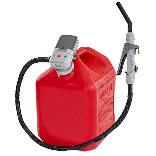 Deway Automatic Fuel Transfer Pump AA Battery Powered, Advanced Adapter Fits All Size Gas Cans, Extra Long Hose, Portable Liquid Pump for Gasoline, Diesel Fuel & More