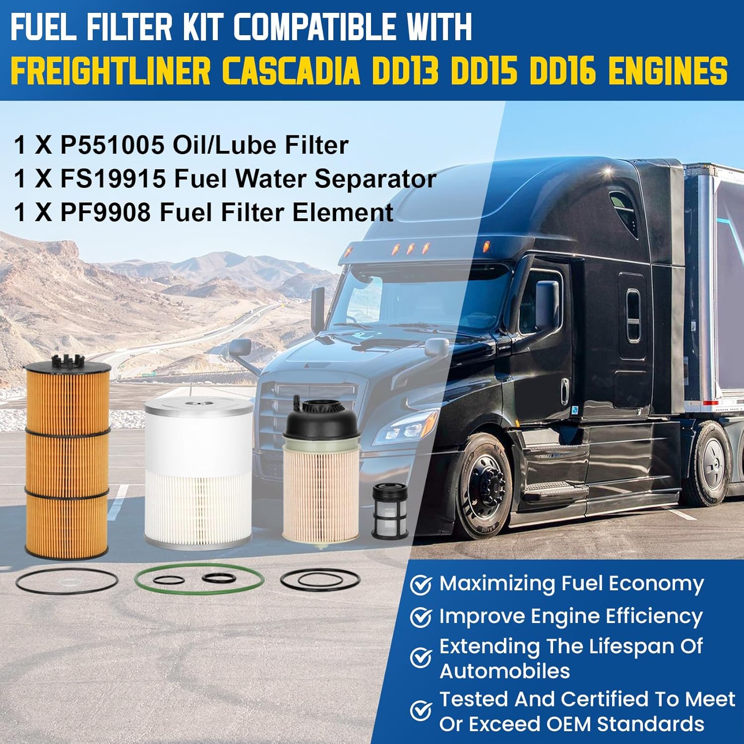Freightliner Cascadia DD13 DD15 DD16 Filter Service Kit E575415