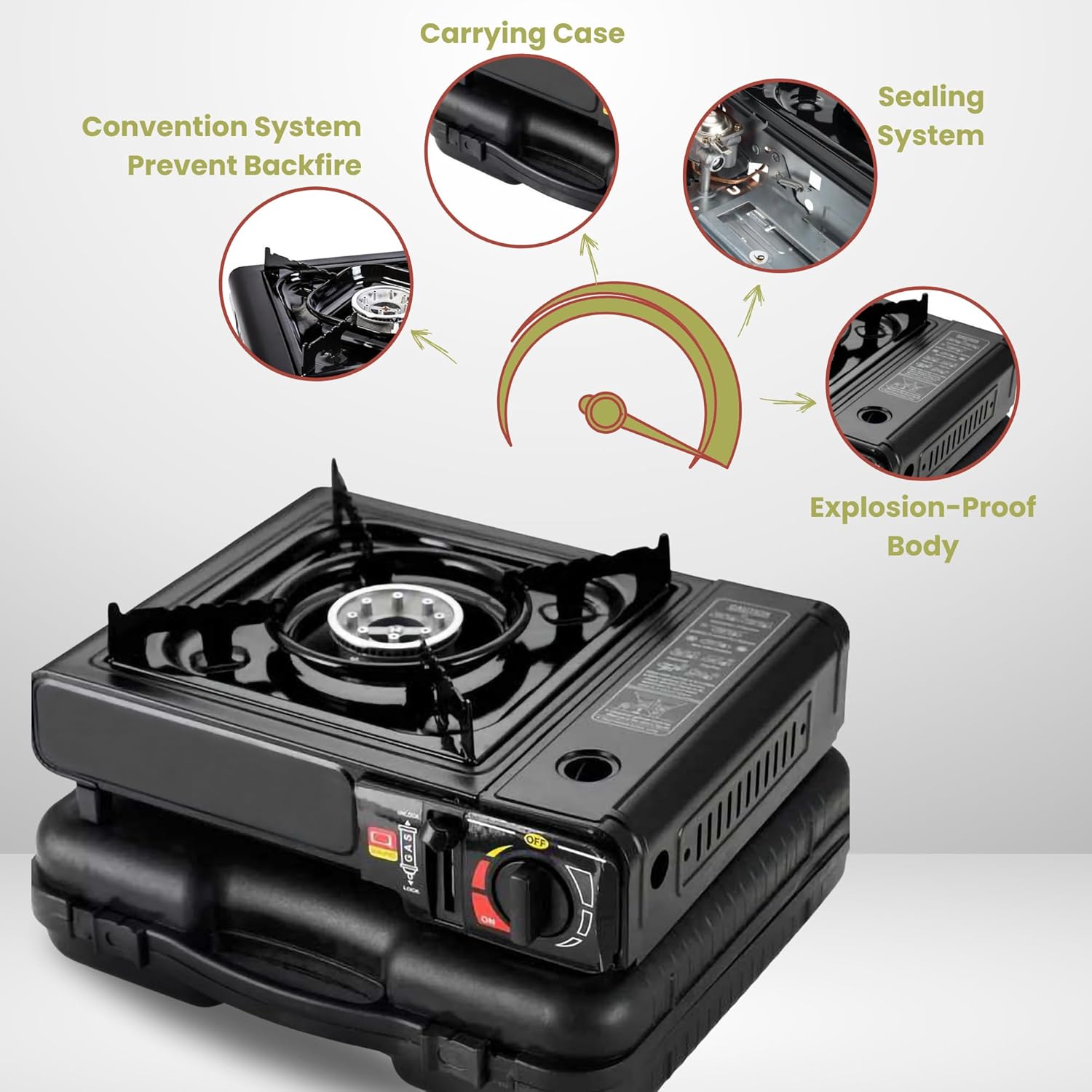 Portable Camping Stove 10,000 BTU Dual Fuel Butane and Propane H6351