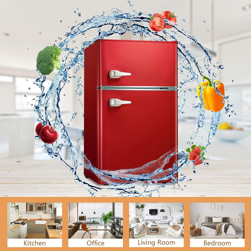 Antarctic Star Compact Mini Refrigerator with Separate Freezer, 3.1 cu ft Double Door B52222