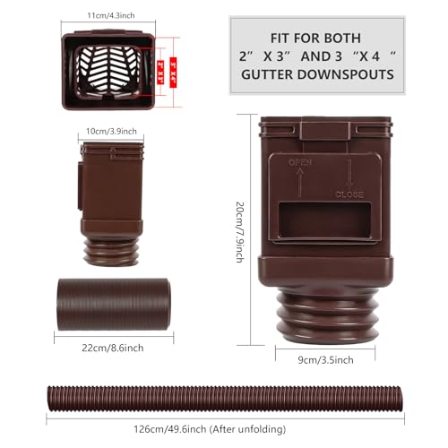 Pathneer 2 Pack Flexible Gutter Downspout Extensions with Leaf Filter, 57.5" Each S180
