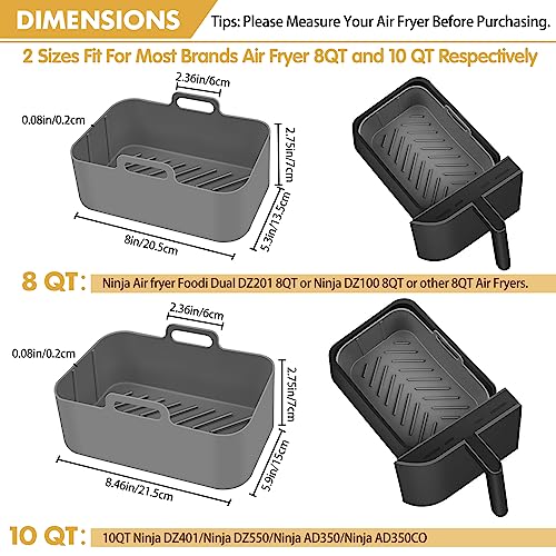 Air Fryer Silicone Liners 2-Pack Rectangular for Ninja Dual J95507