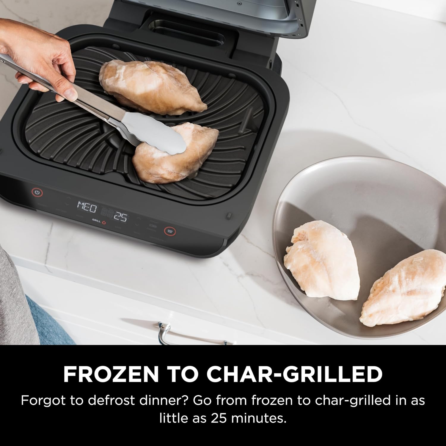 Ninja FG551 Foodi Smart XL 6-in-1 Indoor Grill with Air Fry, Black/Silver D573