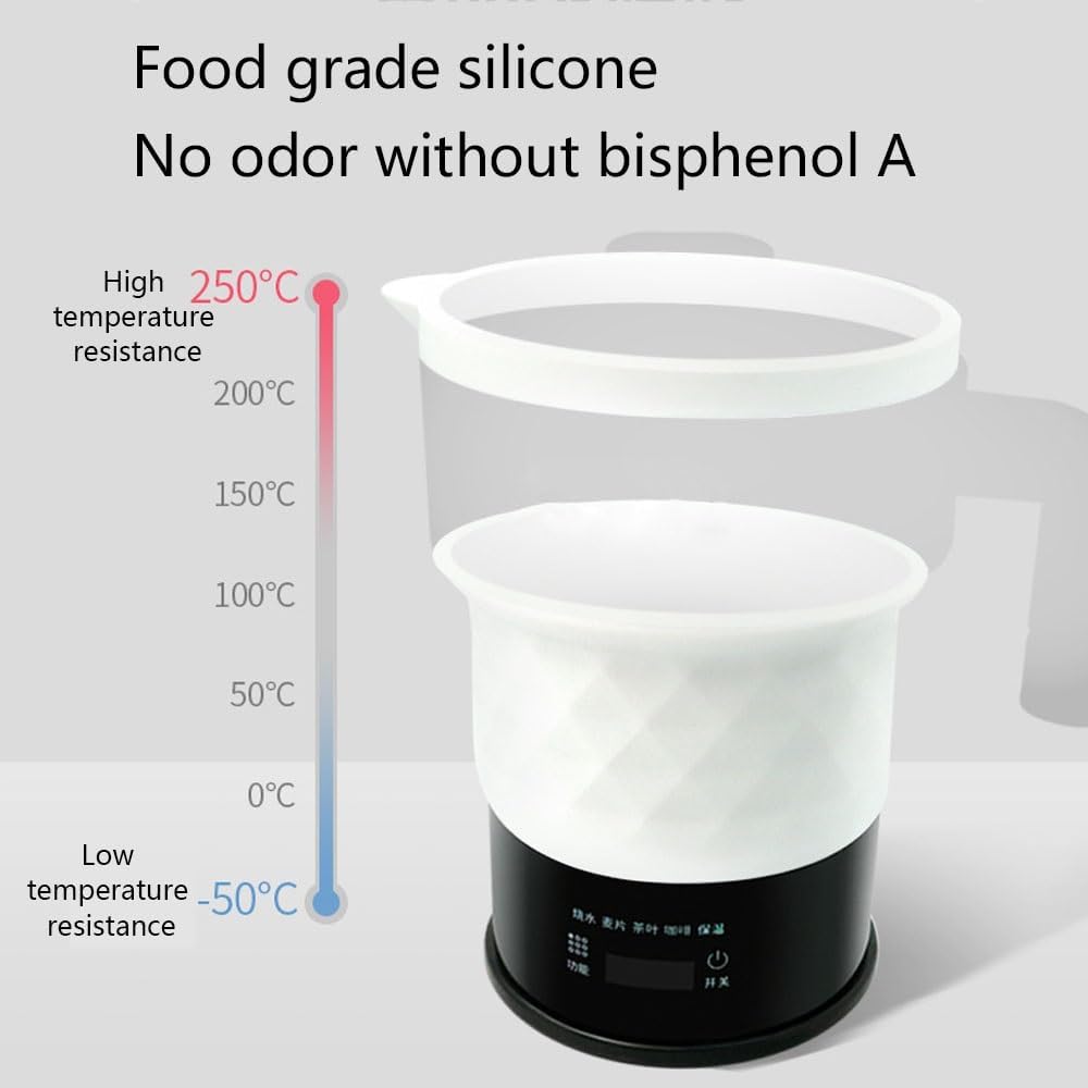 Foldable Electric Kettle with LED Display, Food Grade Silicone, 0.6L W929
