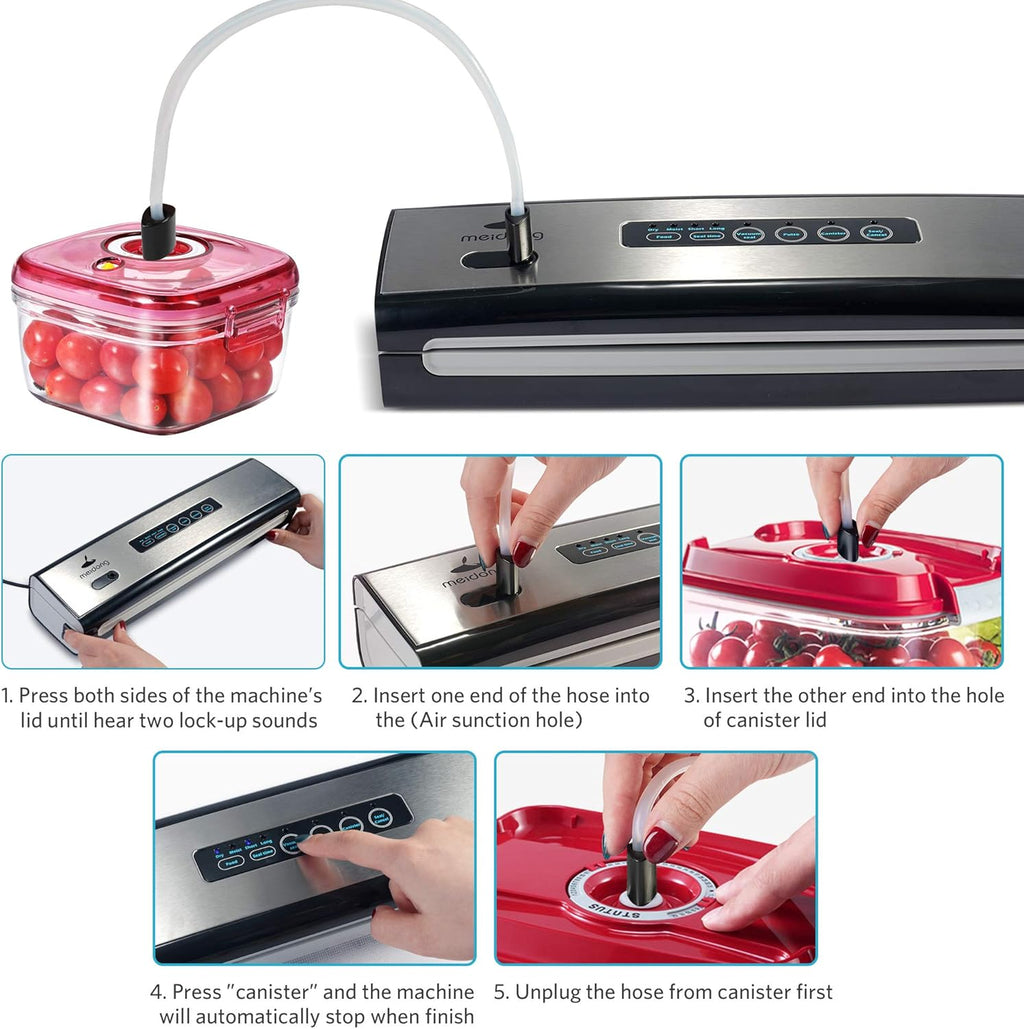 meidong Vacuum Sealer Machine with Starter Kit, Dry & Moist Food Modes H80053