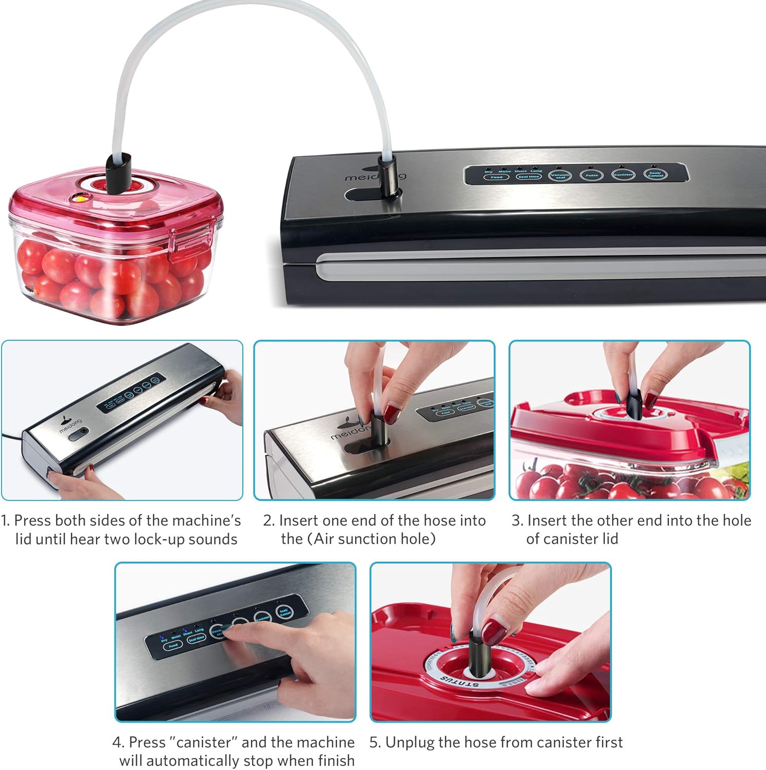 meidong Vacuum Sealer Machine with Starter Kit, Dry & Moist Food Modes H80053