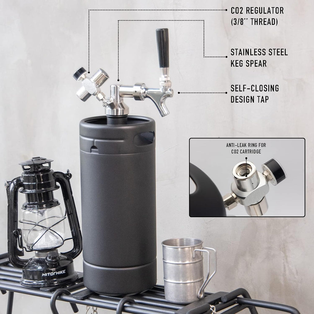 TMCRAFT 128oz Stainless Steel Pressurized Growler Tap System with Cooler Jacket X279285