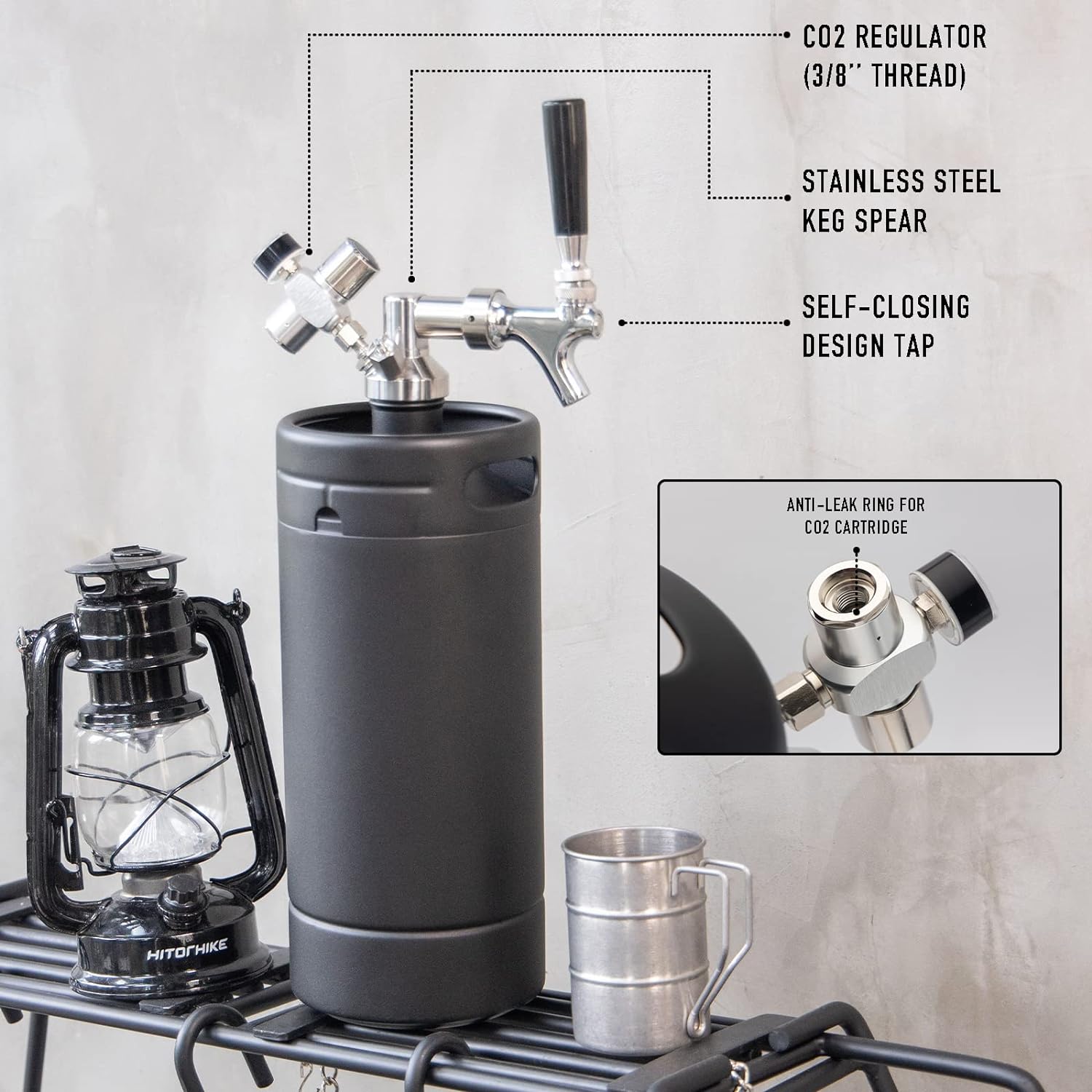 TMCRAFT 128oz Stainless Steel Pressurized Growler Tap System with Cooler Jacket X279285