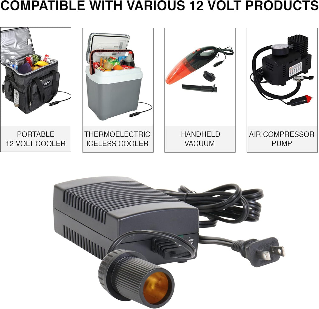 Koolatron AC to DC Converter 110V to 12V Power Adapter with Circuit Breaker, 6ft Cord for Car Fridge & Coolers S36182