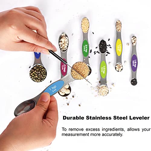 Magnetic Measuring Spoons Set Stainless Steel with Leveler for Baking S927