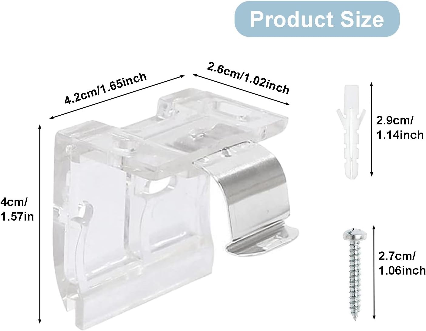 4pcs Cordless Shade Mounting Bracket with Metal Clip for 1" PVC Honeycomb Shades O633