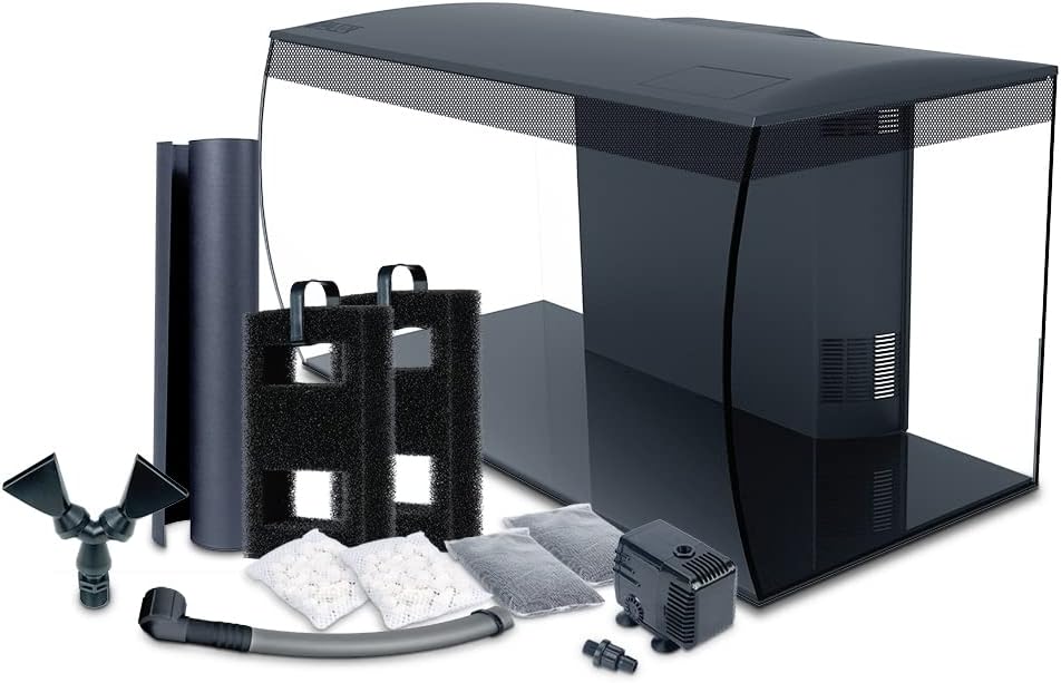 Fluval Flex 32.5 Marine Salt Water Aquarium Kit with LED Lights and Filtration System, Black U41606