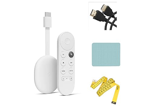 Chromecast with Google TV (HD) - Streaming Stick Entertainment on Your TV with Voice Search - Watch Movies, Shows, and Live TV in 1080p HD - Snow + Accessories
