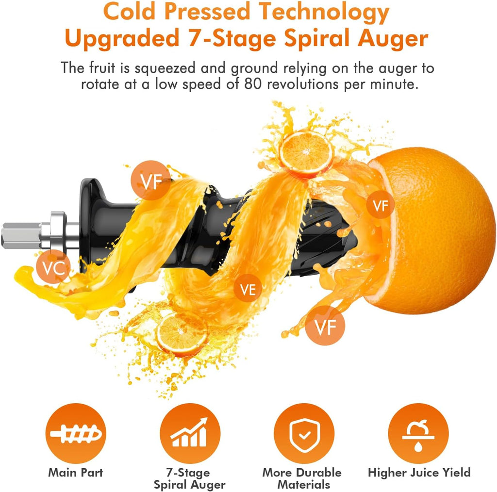 KOIOS Cold Press Juicer, Slow Masticating Juicer with Two Speed Modes for Fruits and Vegetables S6339
