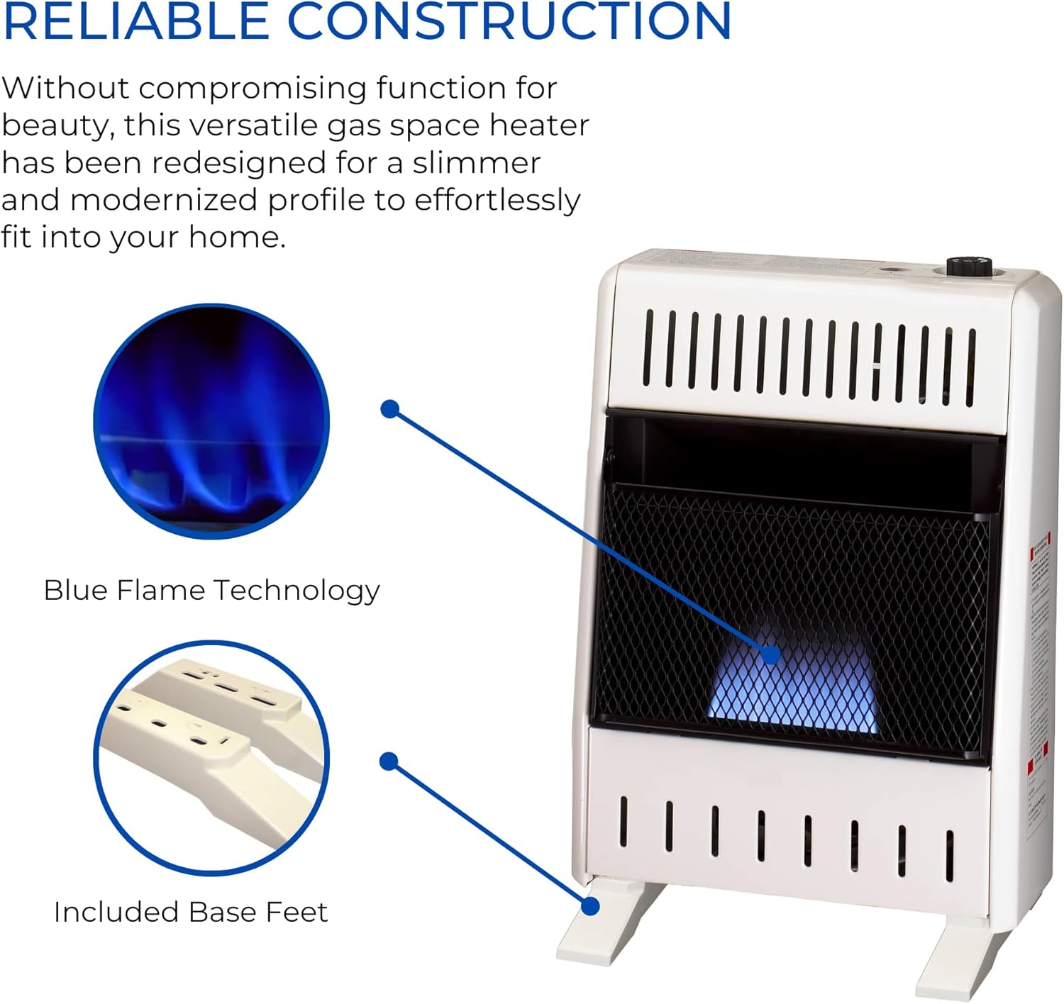 ProCom MN100TBA-B Ventless Natural Gas Blue Flame Space Heater, 10000 BTU, White H52826