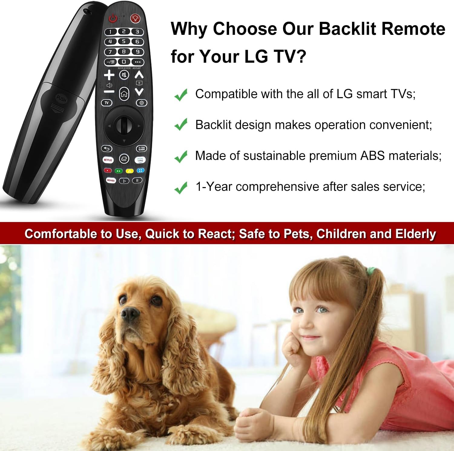 LG TV Remote Control Replacement, Backlit Universal for LG Smart TVs Z6963