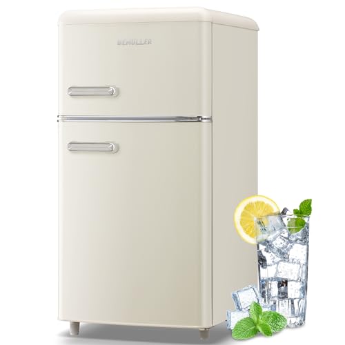 DEMULLER Retro Mini Fridge with two doors and handles Freestanding