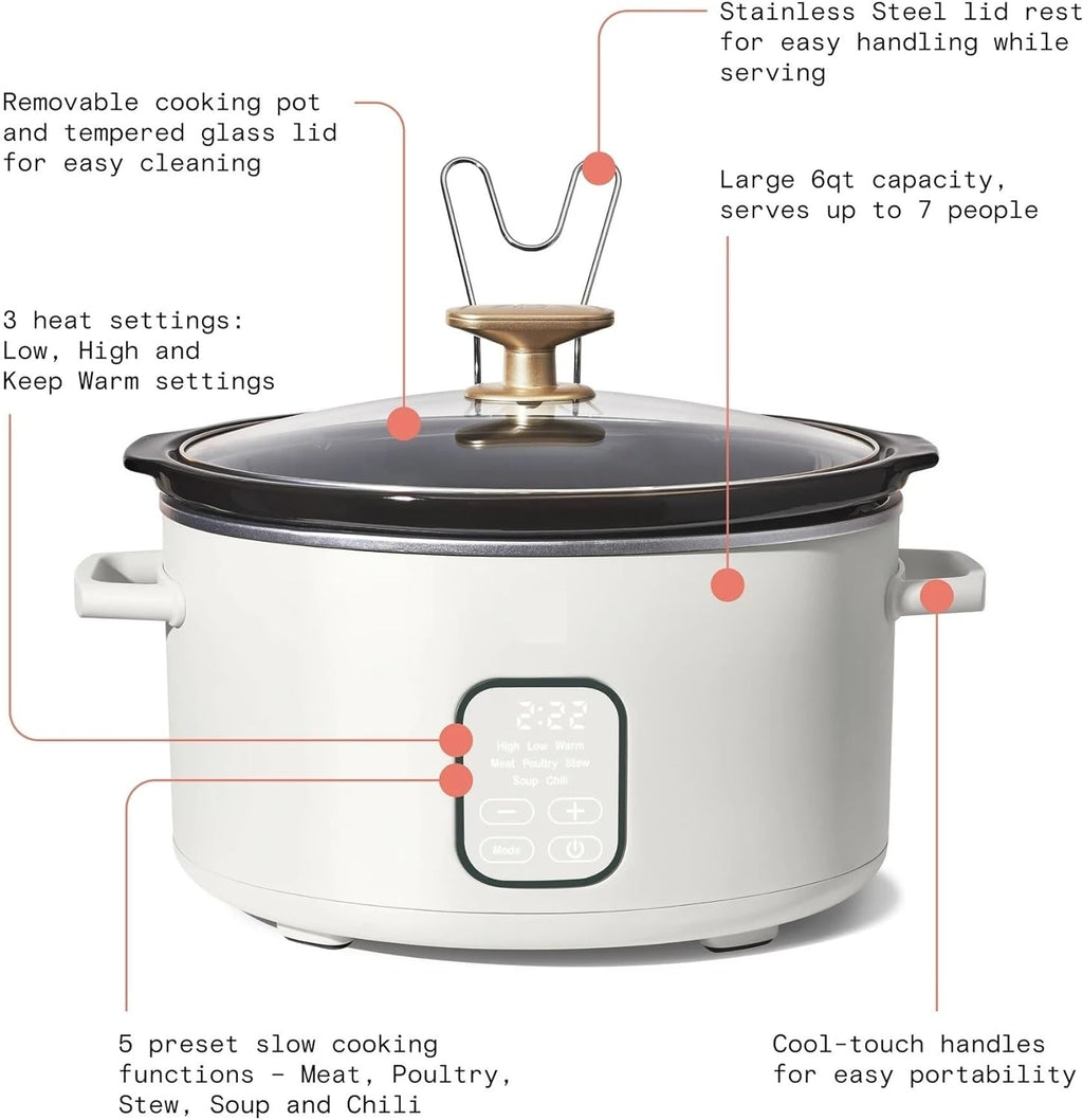 6 Quart Programmable Slow Cooker, White Icing by Drew Barrymore C582