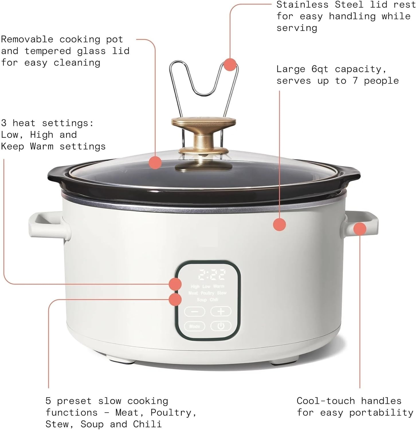 6 Quart Programmable Slow Cooker, White Icing by Drew Barrymore C582