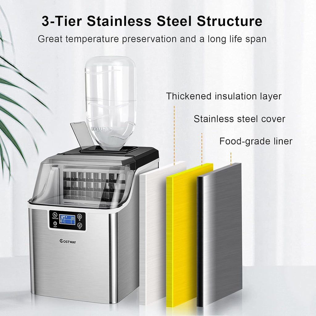 COSTWAY Countertop Ice Maker, 40LBS/24H Portable Compact Ice Machine H444881