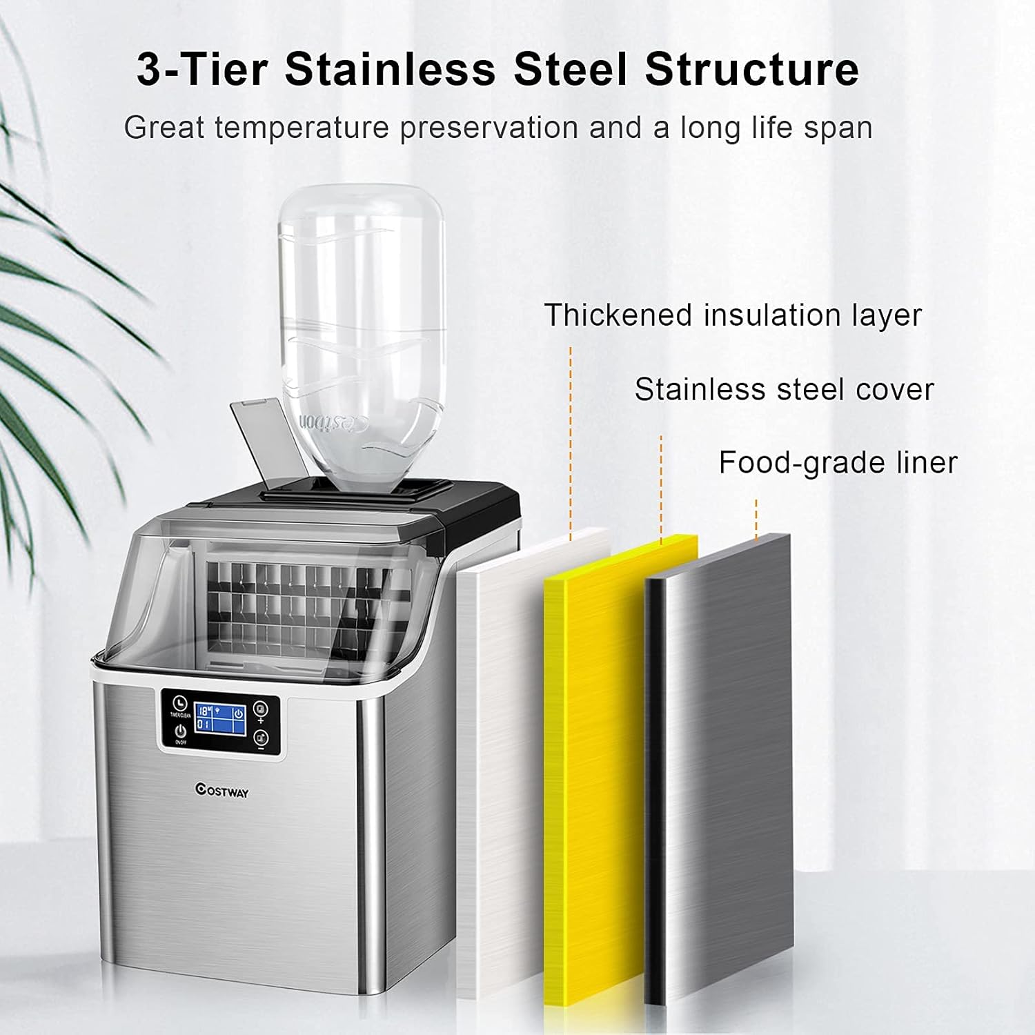 COSTWAY Countertop Ice Maker, 40LBS/24H Portable Compact Ice Machine H444881