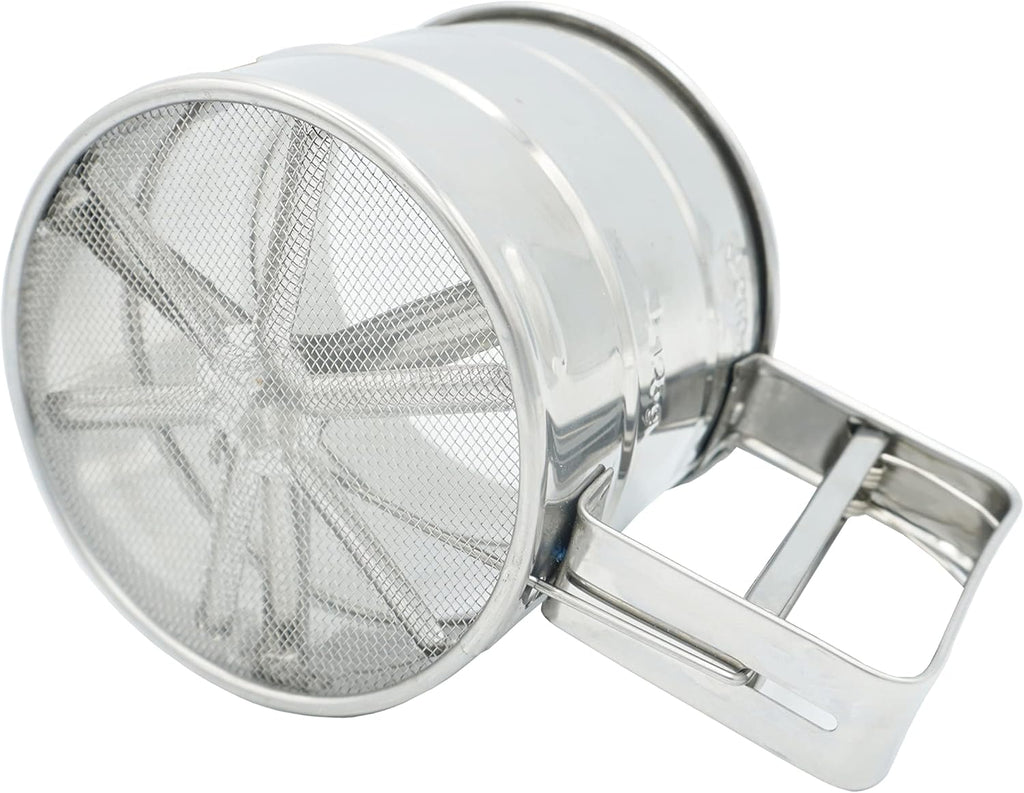 UNIWARE Flour Sifter, Stainless Steel Rotary Hand Crank, 2.5 Cup Double Layers Sieve I744