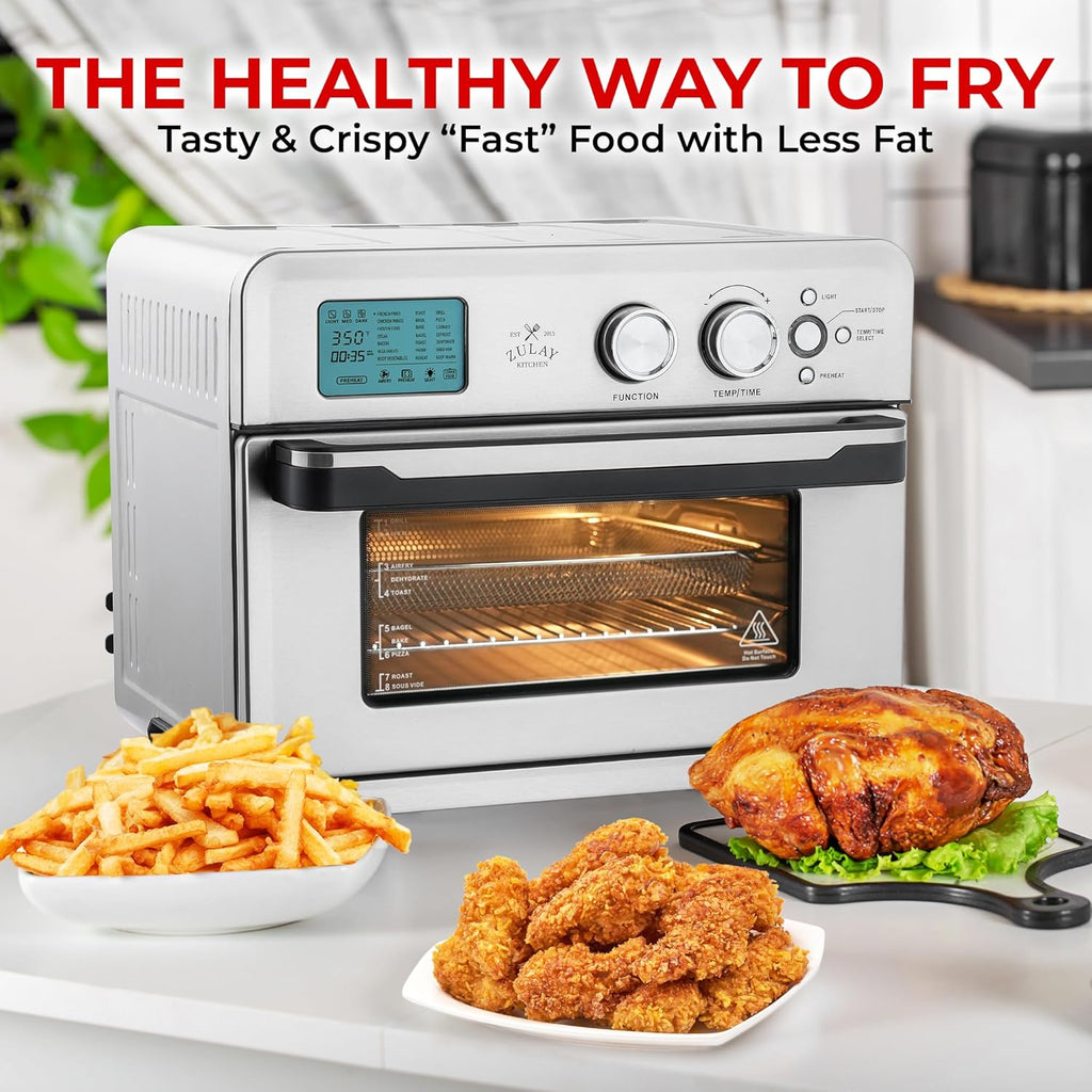 Zulay Large Countertop Air Fryer - Stainless Steel Toaster Oven Combo, 26.4Qt O966