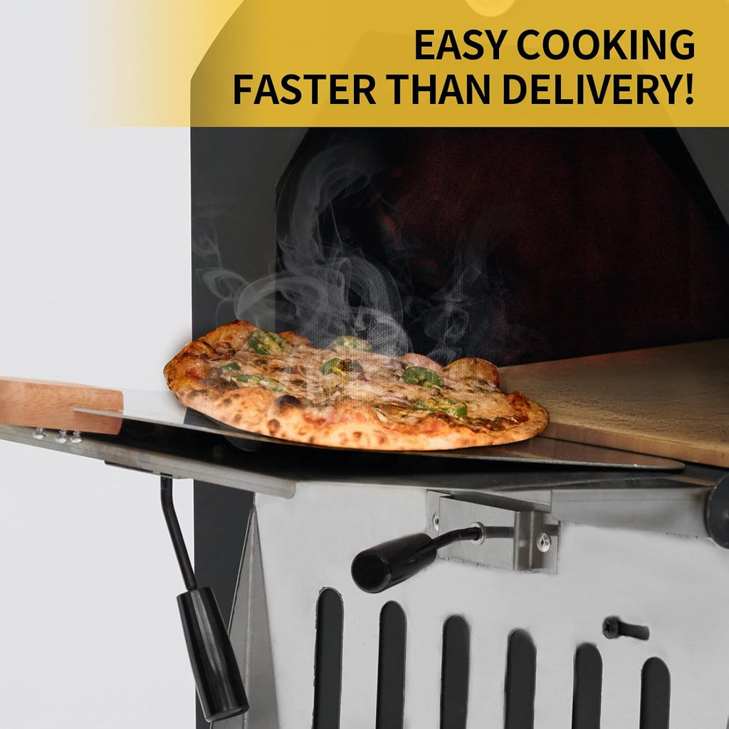 Outdoor Wood-Fired Pizza Oven Portable with Pizza Stone and Cover H354949