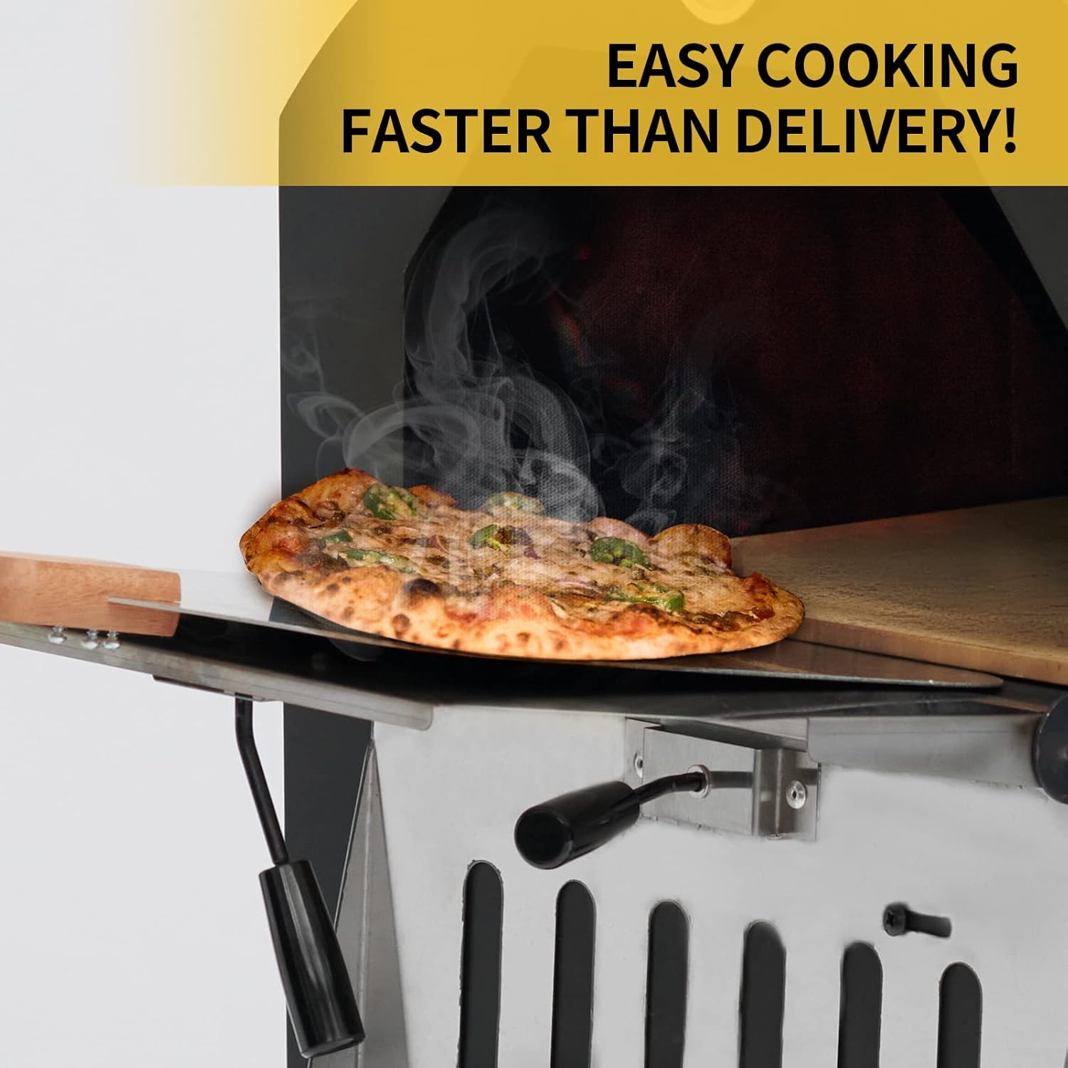 Outdoor Wood-Fired Pizza Oven Portable with Pizza Stone and Cover H354949