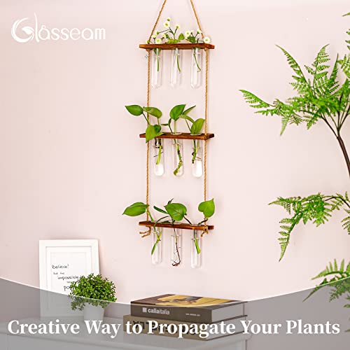Hanging Plant Propagation Stations with Wooden Stand Glass Vases V66079