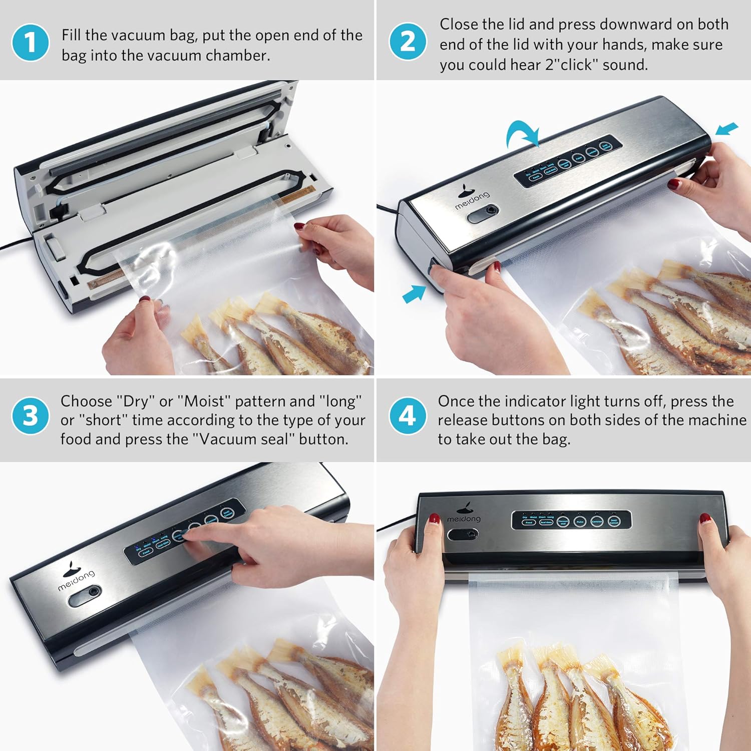 meidong Vacuum Sealer Machine with Starter Kit, Dry & Moist Food Modes H80053