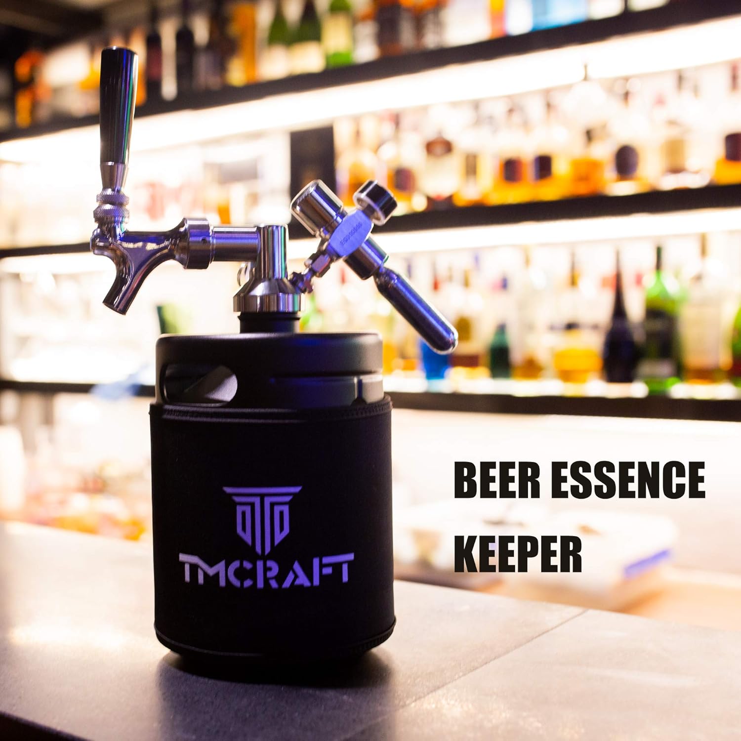 TMCRAFT 64oz Pressurized Stainless Steel Mini Keg Growler with Cooler Jacket Z15527