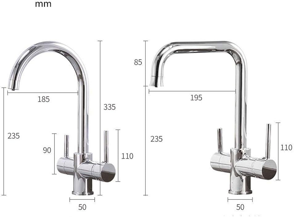 3-Way Kitchen Sink Mixer Tap with Dual Lever and 360° Rotation Q5751