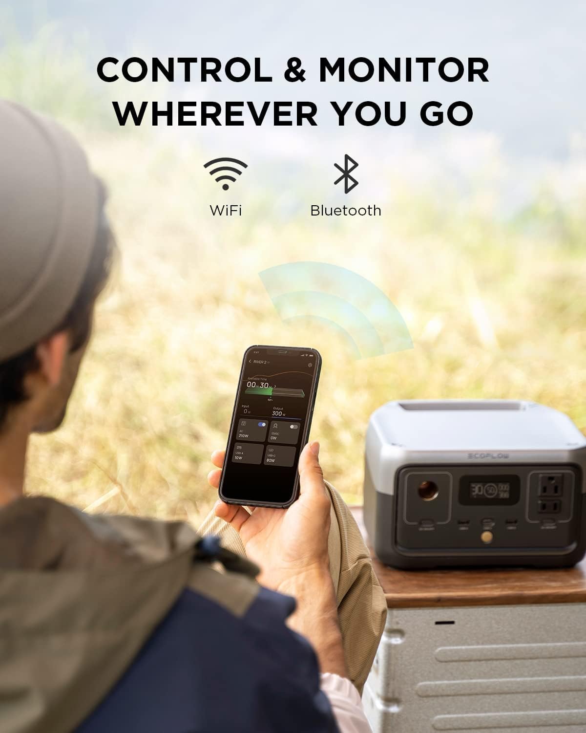 EF ECOFLOW Portable Power Station RIVER 2, 256Wh LiFePO4, 600W AC Outlets V589
