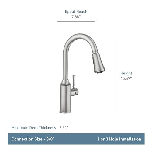 Moen Conneaut One-Handle Pulldown Kitchen Faucet, Spot Resist Stainless L469089
