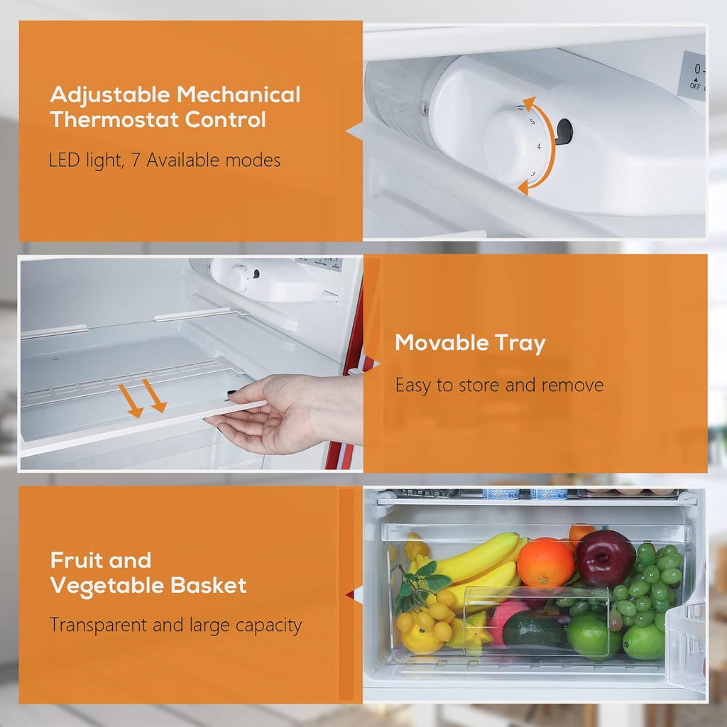 Antarctic Star Compact Mini Refrigerator with Separate Freezer, 3.1 cu ft Double Door B52222