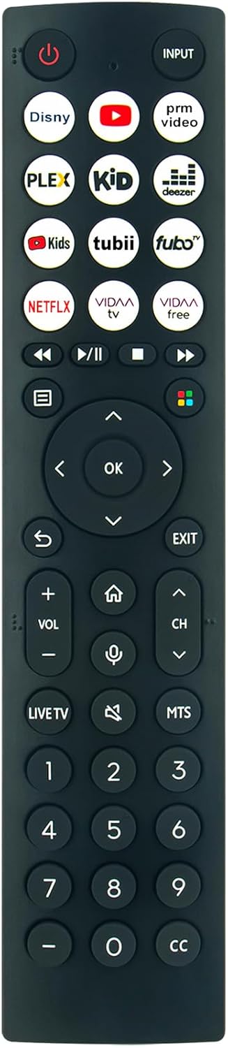 ERF2C36H Voice Replacement Remote Control Commander Compatible with Hisense 55A6KV 43A6KV 50A6KV 58A6KV 65A6KV Vidaa TV