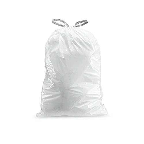 Plasticplace 6 Gallon Trash Bags, White Drawstring, 17" x 20" U574532