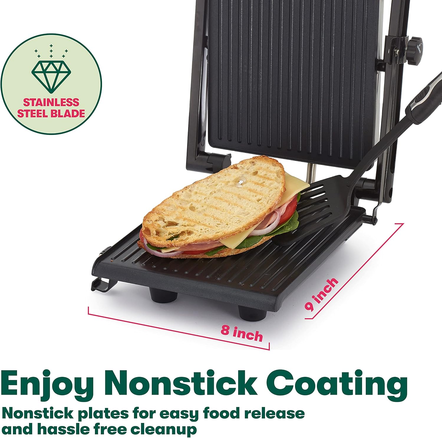 BELLA Panini Press, Sandwich Maker & Indoor Grill, Stainless Steel F18898
