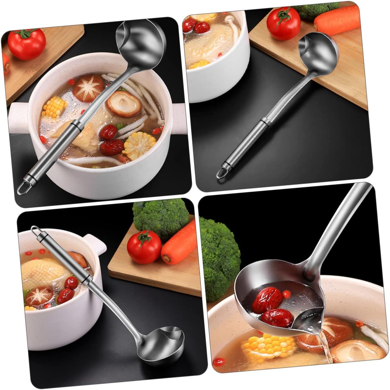 304 Stainless Steel Oil Filter Spoon Kitchen Strainer Ladle Q9255