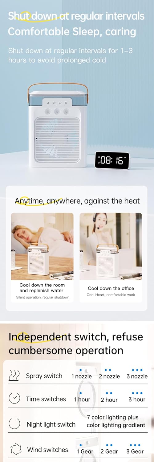 Mini Air Cooler Portable Evaporative Desktop Fan for Home Office Camping Car White V353