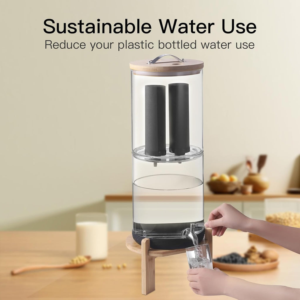 All Glass Water Purifier 2.25 Gallon with 2 Stand, Black Carbon Filter L1672