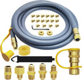 12FT 3/8" ID Natural Gas Hose, Low Pressure LPG Hose with Quick Connect, for Weber, Char-Broil, Pizza Oven, Patio Heater and More NG Appliance Propane to Natural Gas Conversion Kit
